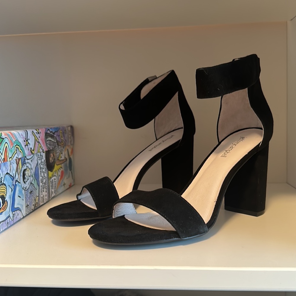 Black strappy heels